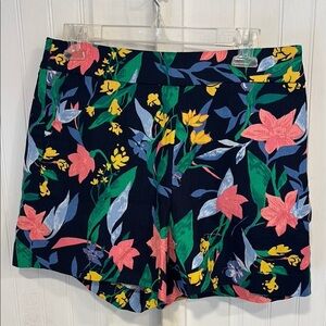 J. Crew Floral, multi color Print, high waist, 100% cotton Shorts size 8